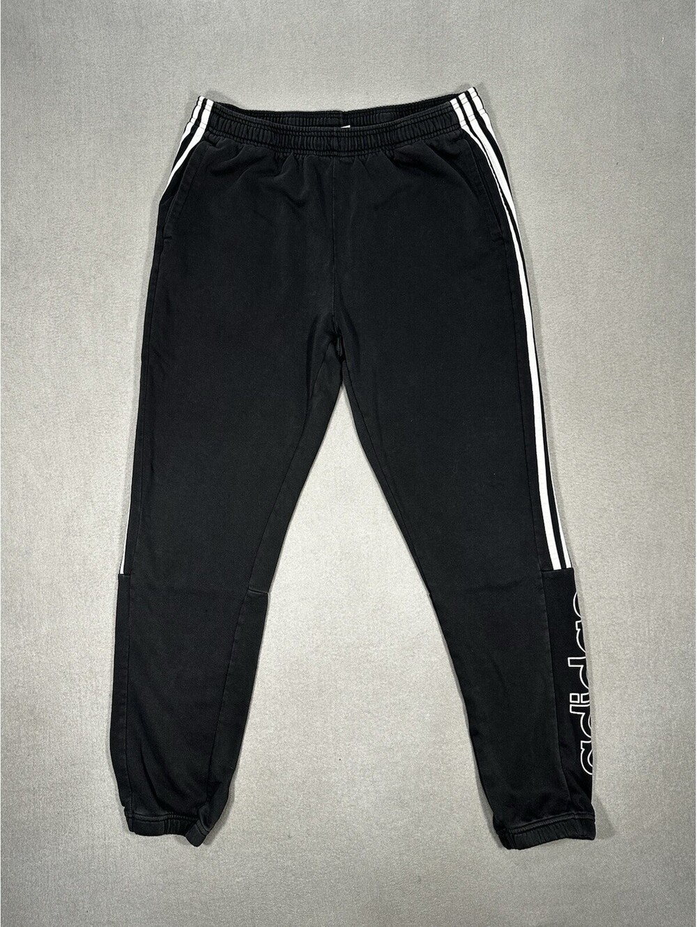 Adidas Men’s Black Jogger Sweatpants 3 Stripe Logo Athletic Track Pants Size XL
